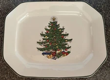CUTHBERTSON ORIGINAL CHRISTMAS TREE OCTAGON 13” SERVING PLATTER PLATE ENGLAND GC