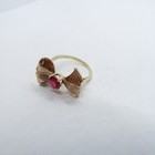 Vintage 14K Yellow Gold Ruby Bow Motif Ring Size 9.75 w/Appr SE455 — photo 3
