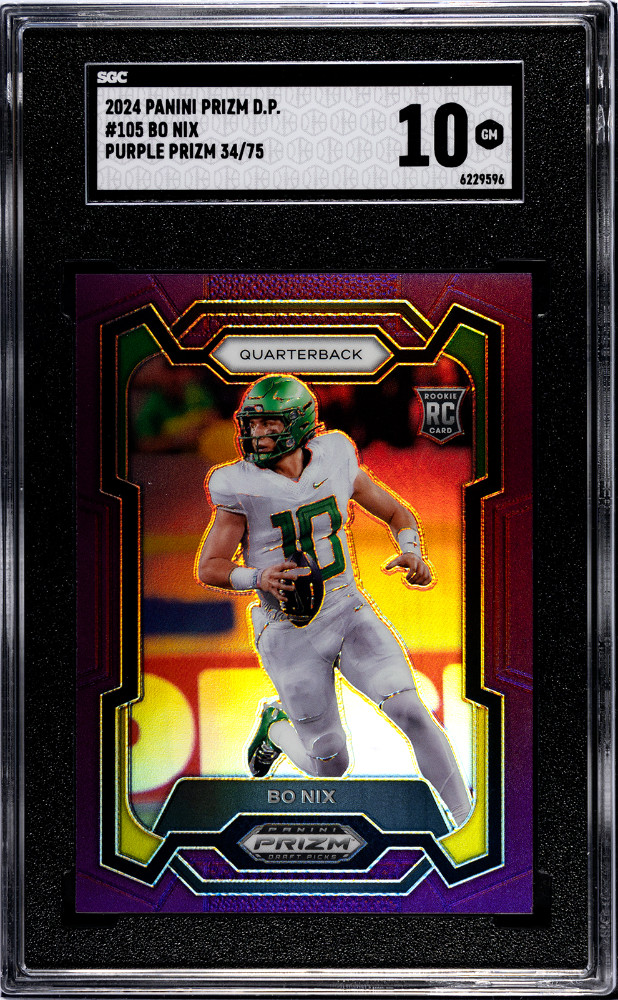 💎 2024 Prizm Draft Bo Nix Purple Prizm /75 SGC 10 GEM MT Rookie RC