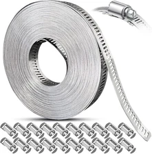 Hose Clamps Assortment Kit, Worm Gear Duct Pipe Hose, 304 Stainless Steel Band F