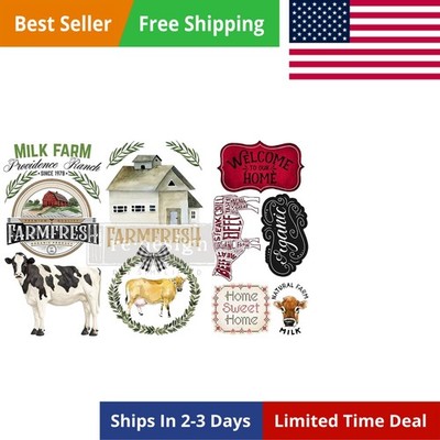 Home & Farm Rub on Transfers 6''x12'' 3 Sheets | For Furniture, Vintage Style, ...