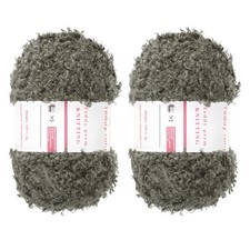 2pcs Fur Yarn Polyester Yarn Fluffy Chunky Yarn Deep Gray for Crocheting,50m