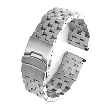 Silver 22mm Width Watch Band Strap Bracelet Link Solid Watchband Replacement[