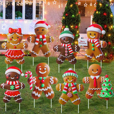 8-Piece 3D Gingerbread Man Yard Signs for Christmas Outdoor Decoration