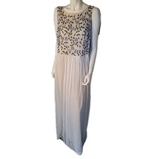 Adrianna Papell Floral Sequin Maxi Dress 16 Chiffon Lined Wedding Occassion