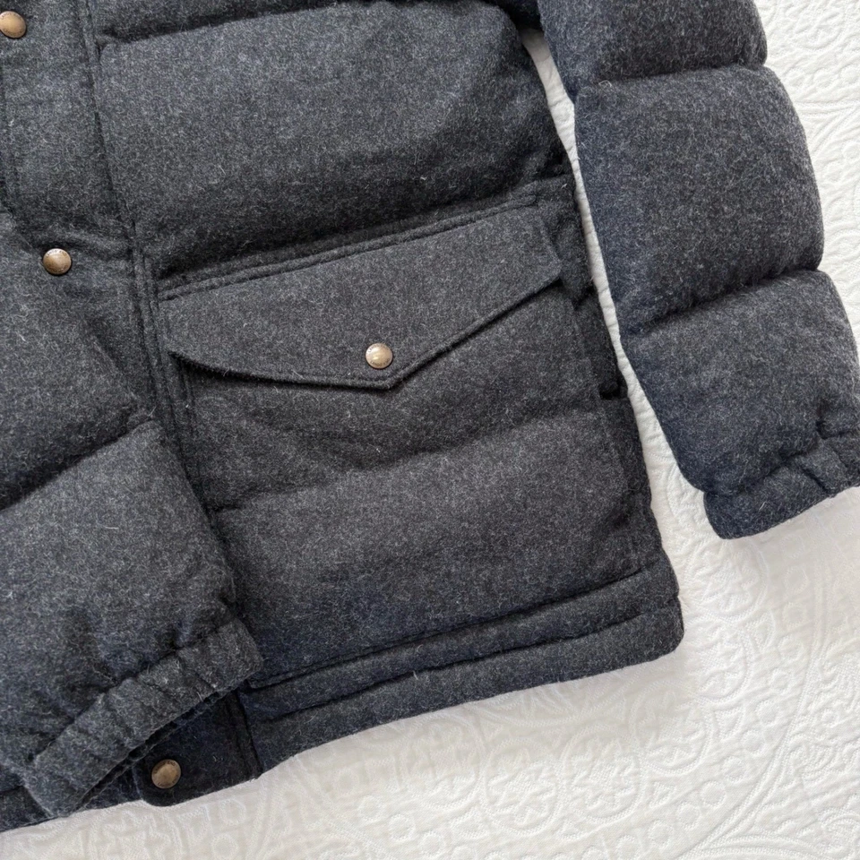 Lands' End Men's Down-Filled Wool Puffer Jacket, Charcoal / Black - Image 3 of 4
