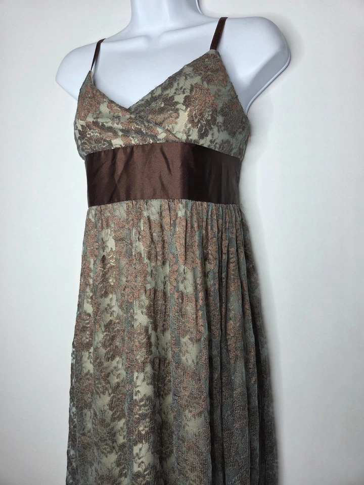 Vestido Babydoll Aqua Para Mujer Vintage Y2K Verde Marrón Encaje Talla XL Fairy Grunge Foto 2 de 4