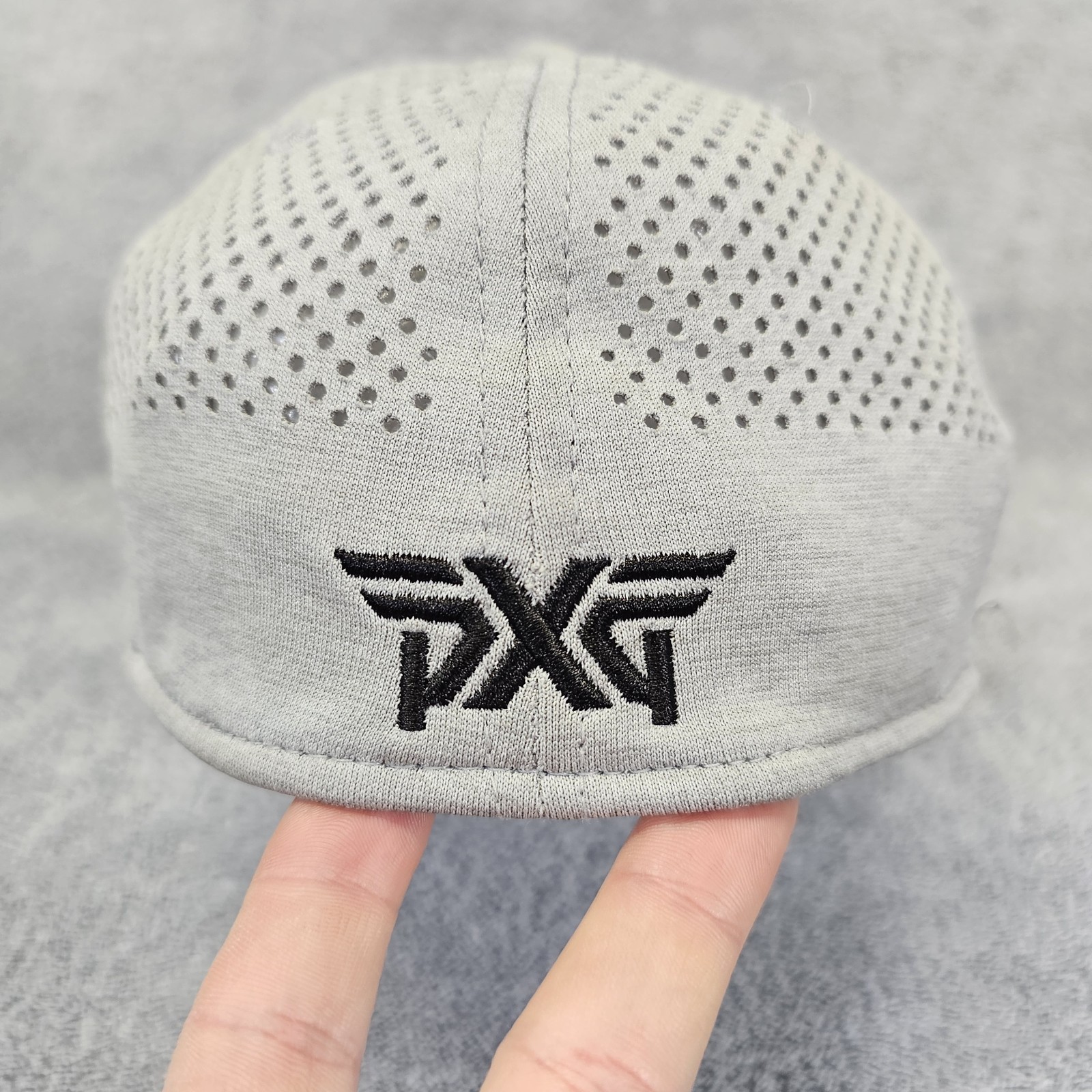 PXG Golf Hat S/M New Era 3930 LASER MESH SHADOW TECH FITTED CAP Gray Black 