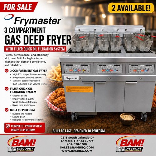 Frymaster 3FQG30UQZQ37ZNG 3 Vat Gas Fryer w/ FilterQuick Filtration- Working