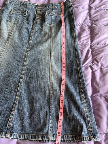 Women's Vintage Y2K Gap Jean flare A-Line Denim Ankle Length Skirt Sz 14 - Picture 2 of 10
