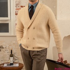 Knitted Coat Shawl Collar Sweater Warm Autumn Winter Wool Cardigan Retro Jacket