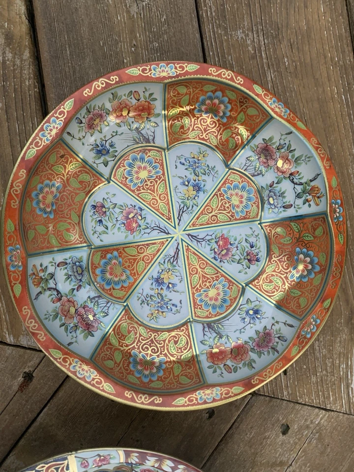 Cuencos para servir artículos decorados vintage de 10 pulgadas Juego de 2 1971 patrón floral Foto 3 de 4