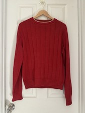 Vantage Reed St. James Men’s Medium Red Cable Knit Sweater Pullover USA Made