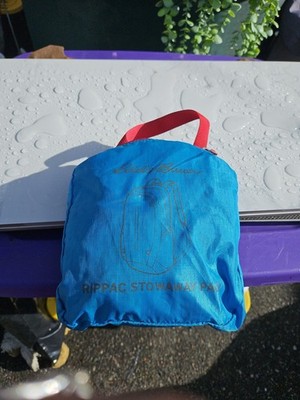 Eddie Bauer Rippac Stowaway Duffel Bag Blue 40L Pack Away Nylon Travel Bag