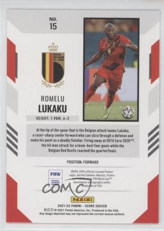 2021-22 Panini Score FIFA Red Lava Romelu Lukaku #15 - Image 2 of 2