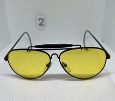 Black Aviator Sunglasses Yellow Night Driving Lenses   Made in Taiwan