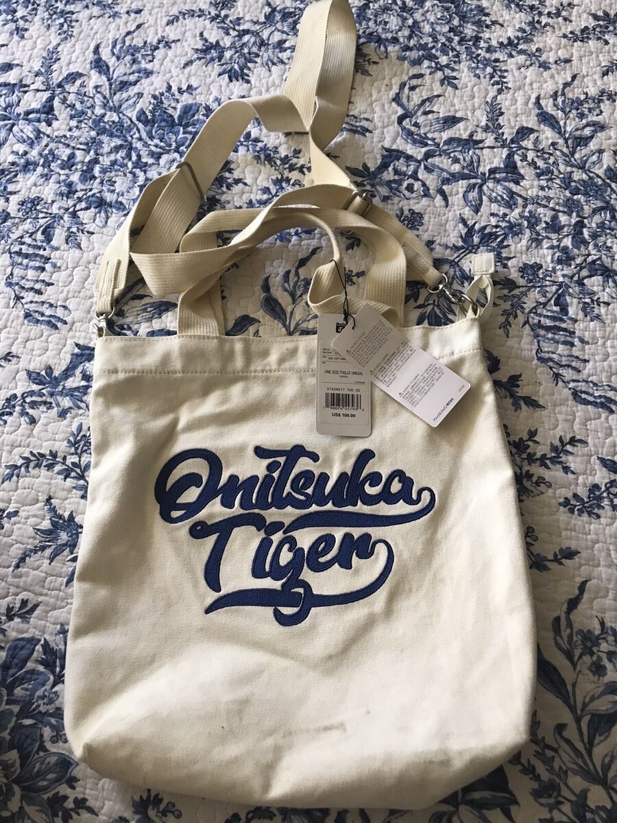 【Onitsuka Tiger】SMALL CANVAS TOTE BAG Onitsuka tiger Small canvas cross shoulder bag White NEW