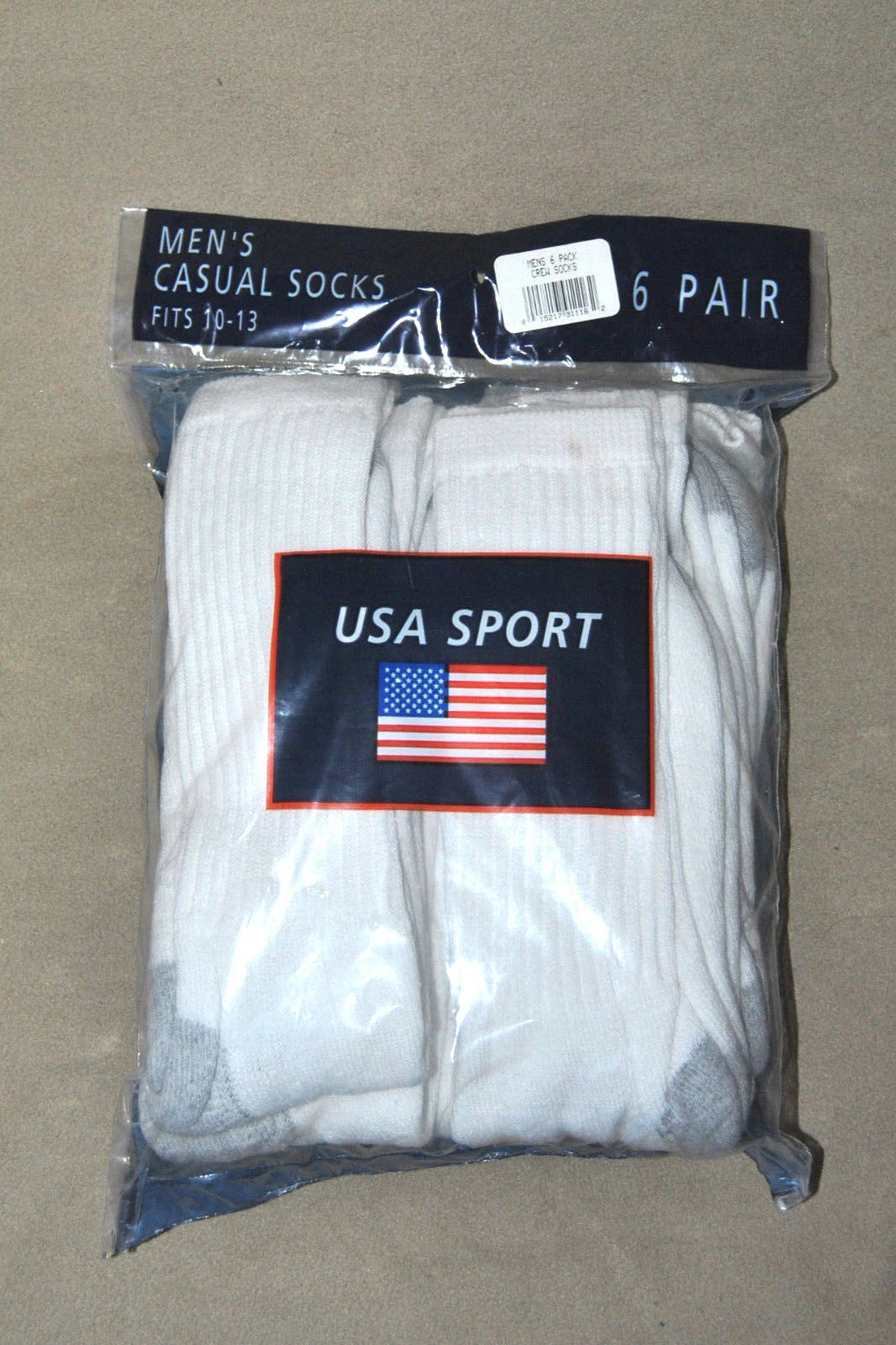 Vintage USA SPORT Men's Casual Socks 6 Pairs Men's sz 10-13 Made in USA SEALED
