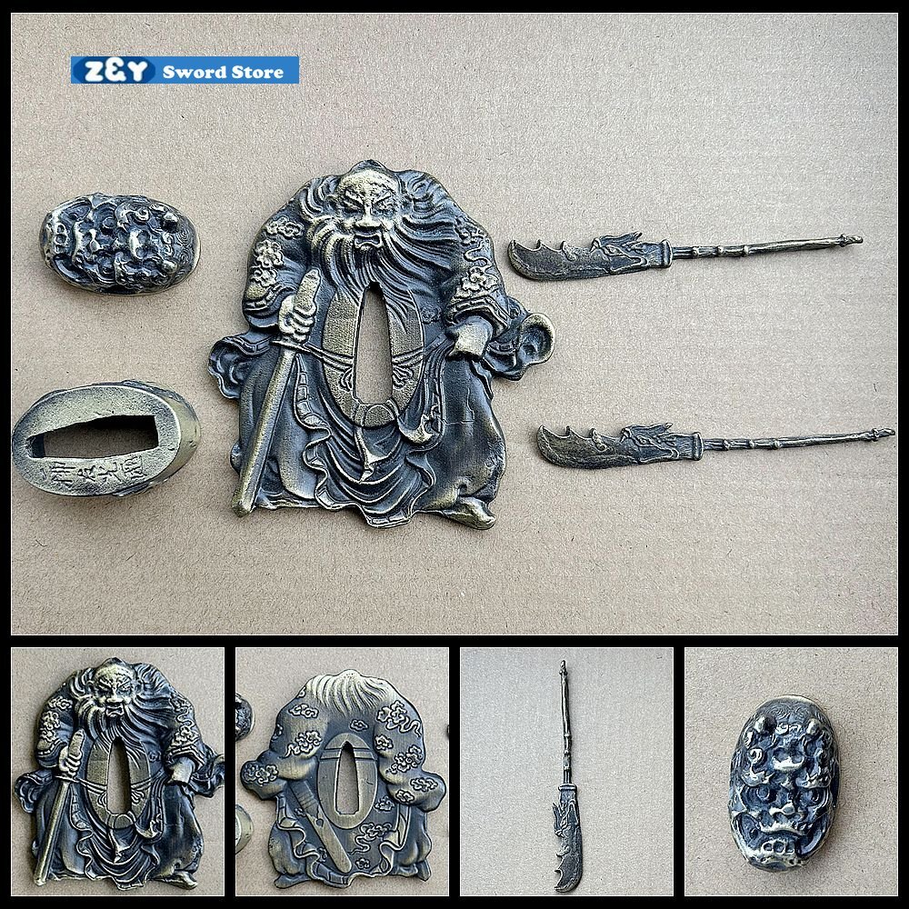 krus pukiページ Tsuba Menuki Fuchi Kashira Accessory for JP Katana ZhongKui Demon
