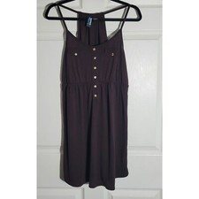 Weavers Women's Size L Brown Mini Dress Spaghetti Straps Buttons Faux Pockets