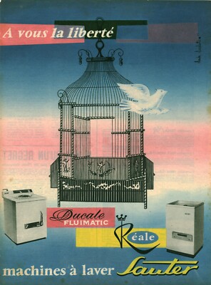 Werbung alte Waschmaschinen Ducate und Réal Sauter aus Zeitschrift 1958