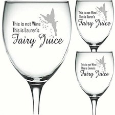 Personalised Engraved Wine Glass TINKERBELL SPARKLE FAIRY JUICE ANY NAME