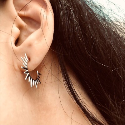 925 sterling silver bohemian sun ray stud earrings