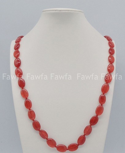 New Fashion 13x18mm Natural Red Jade Gemstone Oval Beads Long Necklaces 18-48'' - Picture 5 of 13