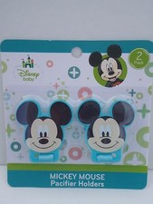 2 pk MICKEY MOUSE Baby Pacifier Holders NEW Blue  FREE SHIP  MICKEY Mouse