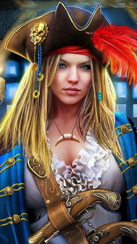 Toile tableaux femme pirate 50x70 cm sans reflet pour masquer un mur abime