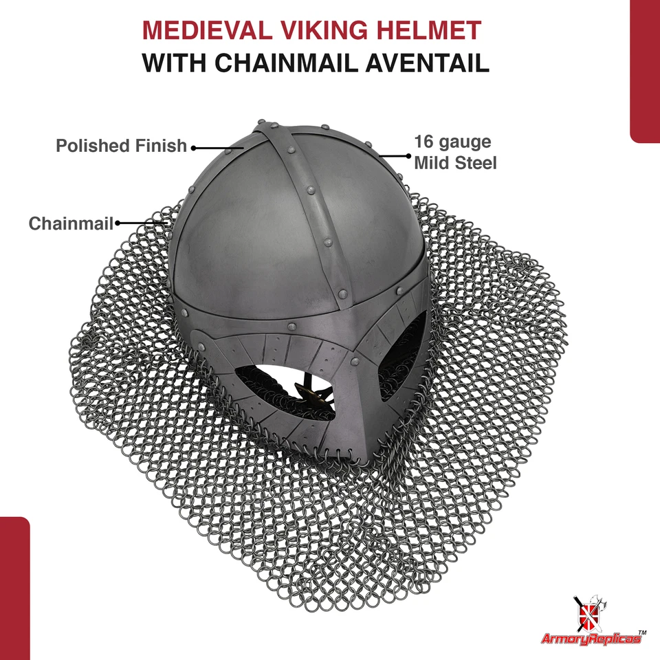 Viking Warrior 头盔 | 18G 钢制皮革衬里 | 适合重演 — 第 3/4 张图片