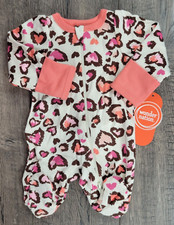 Baby Girl New Wonder Nation Preemie Animal Print Footed Outfit