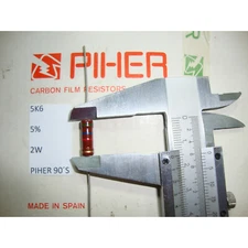 1 X VINTAGE PIHER RESISTOR. 2W 5K6 5.6K 5% NEW ORIGINAL 1990s. C1001