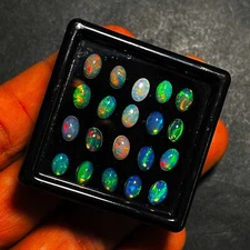 Natural Ethiopian Opal Oval Cabochon Loose Gemstone Lot 18 Pcs 4*6 MM 5 CT