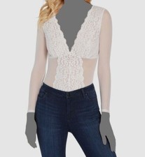 Inc International Concepts Women's White Not So Basic Mesh Bodysuit Size M