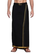 Men's Cotton Colorful Lungi in Size 2 Mtrs Single Lungi-  Black, Pack Of 1 