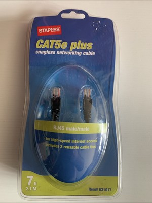 CAT5e Plus Snagless Networking Cable, 7 Ft, RJ45 Male/Male Internet RJ631017