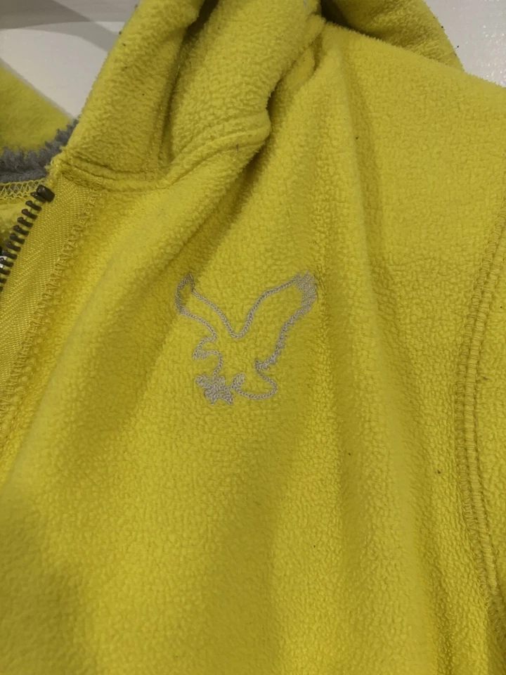 Capucha Sherpa American Eagle Amarillo Neón Cremallera Años 2000 Y2K De Colección Talla Grande Mujer Foto 2 de 4