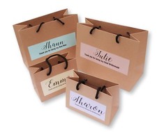 LUXURY WEDDING GIFT BAGS BROWN, CUSTOM COLOURED LABEL, BRIDESMAID BEST MAN #020