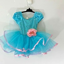 Weissman Costumes Sz S C Blue One Pc Ballerina Tutu Body Suit Blue Pink Flower