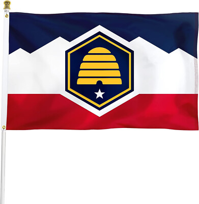 UTAH 2023 NEW STATE OFFICIAL FLAG 3'X5' REAL BRASS GROMMETS GOVERNMENT USA UT