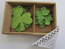 Shamrock Ornaments - small shamrocks Irish Primitives by Kathy 6pc new 13516