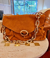 Sandro Camel Suede Yza Shoulder Large Bag Retailed $525