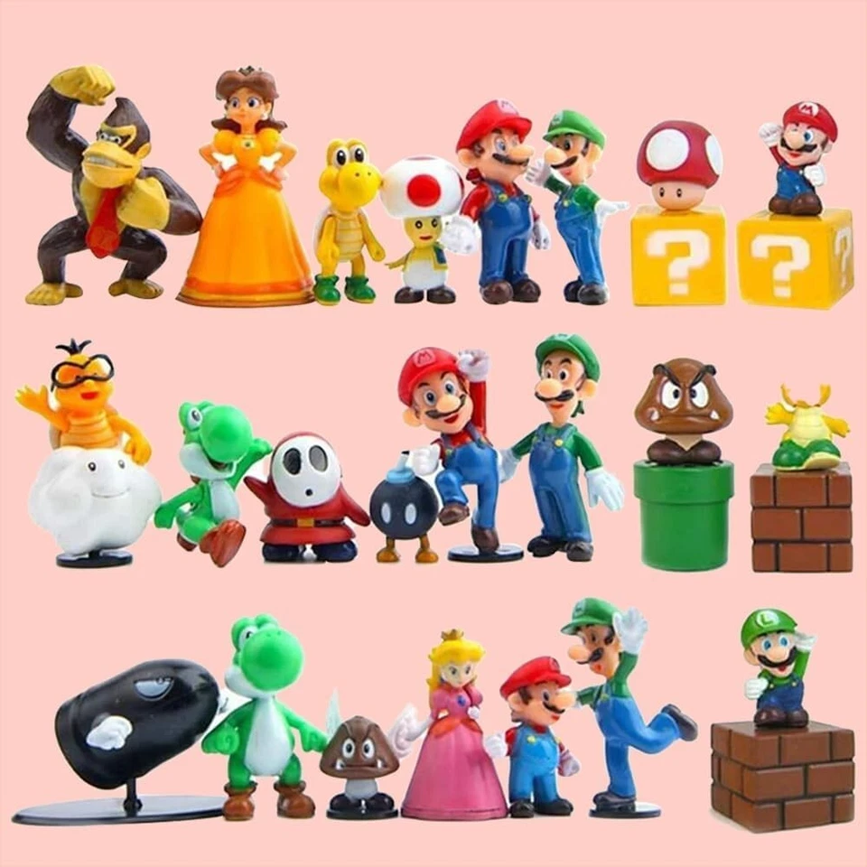 28Pcs Super Mario Bros Toy Mini Action Figures Super Mary Princess Mushroom - Image 3 of 4