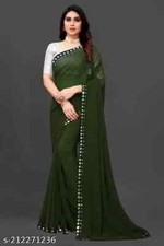 INDIAN GEORGETTE SAREE WITH UNSITICHED BLOUSE PIECE PARTY WEDDING WEAR FOR WOMEN