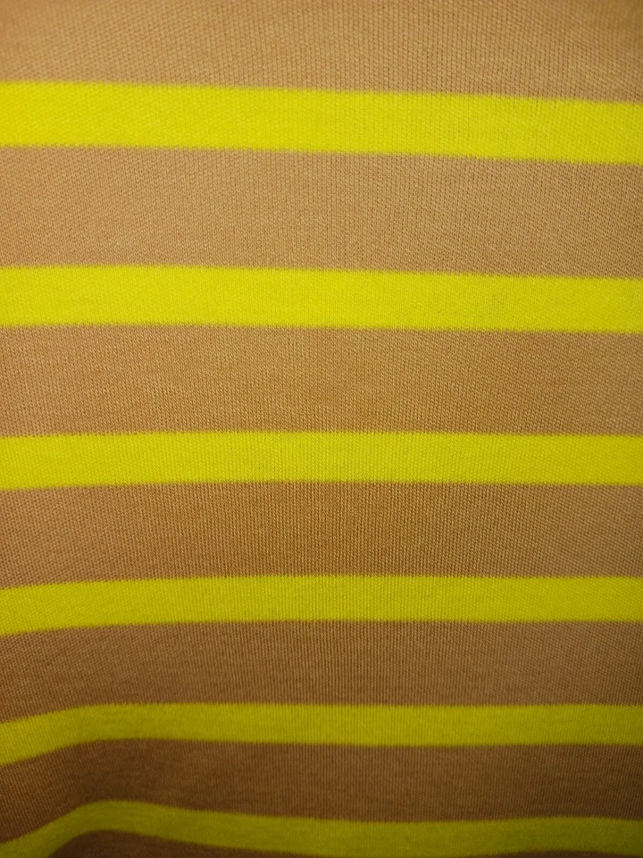 Isaac Mizrahi Live! Top Essentials Manga Larga Rayas Marrón Amarillo Cuello Tortuga Foto 3 de 4