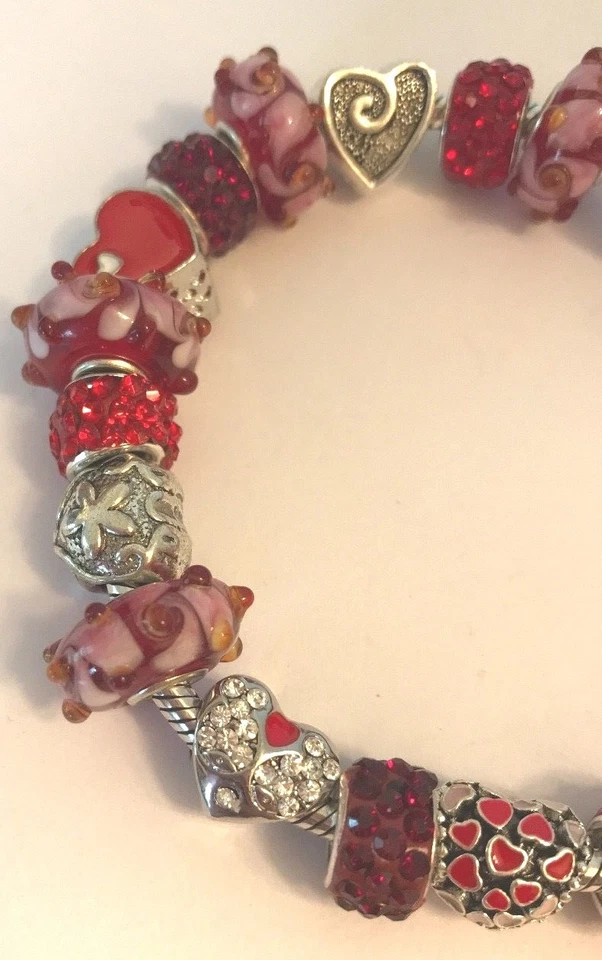 ❤️Authentic Silver PANDORA BRACELET with Red European Charms Beads Pandora Box❤️ - Image 2 of 4