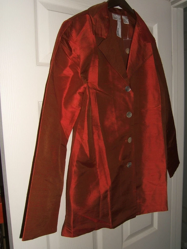 Blazer Spiegel Talla 12 100% Seda Naranja Quemado Damas (Nuevo con Etiquetas) Foto 2 de 4
