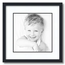 ArtToFrames Matted 16x16 Black Picture Frame with 2" Double Mat, 12x12 Opening