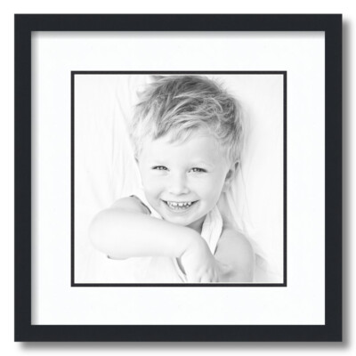 ArtToFrames Matted 16x16 Black Picture Frame with 2'' Double Mat, 12x12 Opening